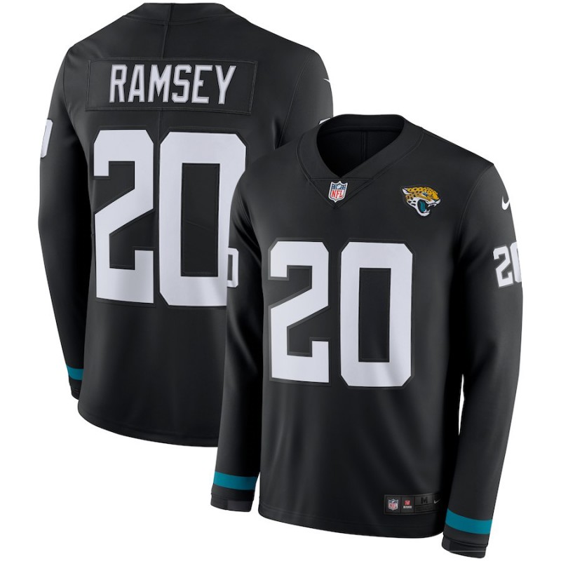 Nike Jaguars 20 Jalen Ramsey Black Therma Long Sleeve Jersey