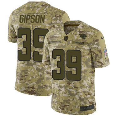 Nike Jaguars #39 Tashaun Gipson Camo Men's Stitched NFL Limited 2018 Salute To Service Jersey