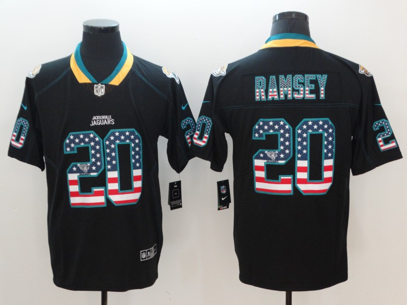 Nike Jaguars 20 Jalen Ramsey Black USA Flag Fashion Color Rush Limited Jersey