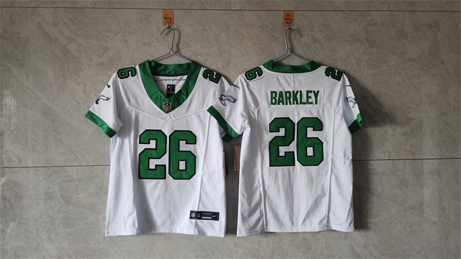 Youth Philadelphia Eagles #26 Saquon Barkley White Green 2023 F.U.S.E Vapor Untouchable Limited Stitched Football Jersey