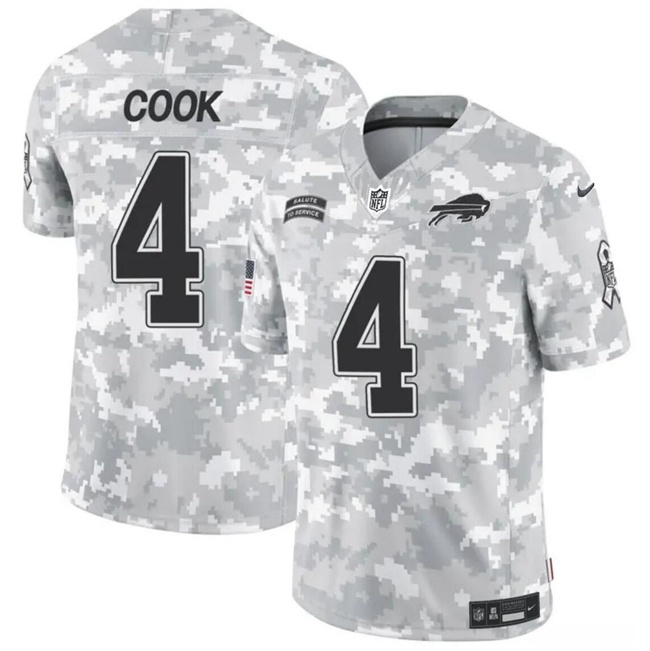 Men's Buffalo Bills #4 James Cook 2024 F.U.S.E Arctic Camo Salute To Service Limited Stitched Football Jersey