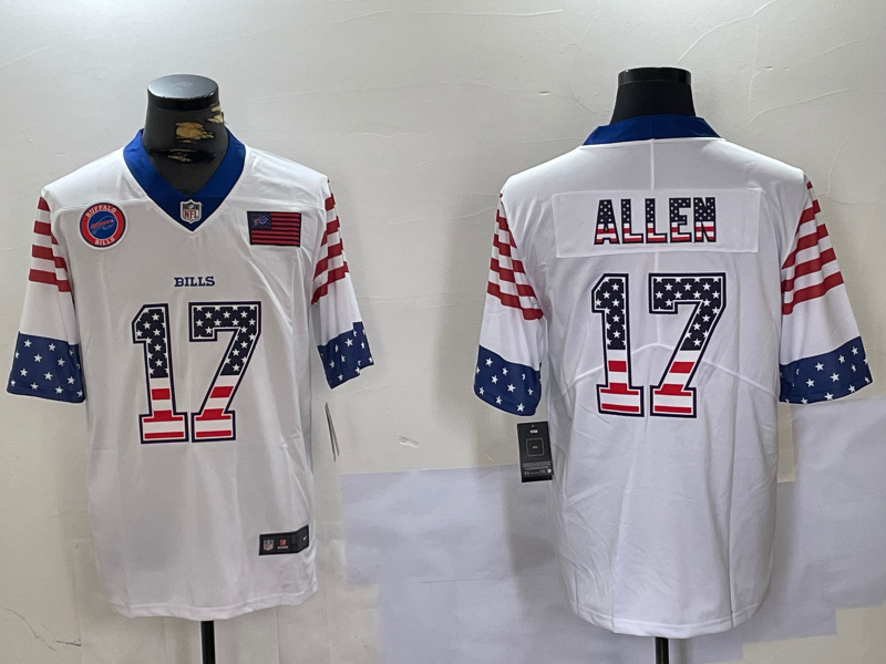 Men's Buffalo Bills #17 Josh Allen White 2019 USA Flag Fashion Limited Stitched Football Jersey 2