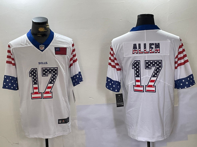 Men's Buffalo Bills #17 Josh Allen White 2019 USA Flag Fashion Limited Stitched Football Jersey