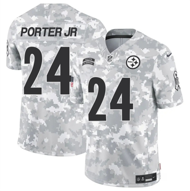 Men's Pittsburgh Steelers #24 Joey Porter Jr. 2024 F.U.S.E Arctic Camo Salute To Service Limited Stitched Football Jersey