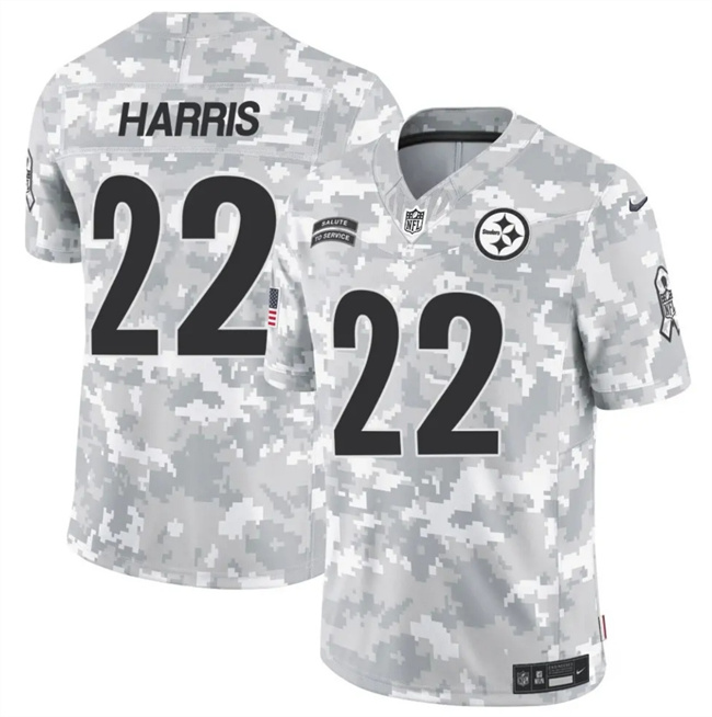 Men's Pittsburgh Steelers #22 Najee Harris 2024 F.U.S.E Arctic Camo Salute To Service Limited Stitched Football Jersey