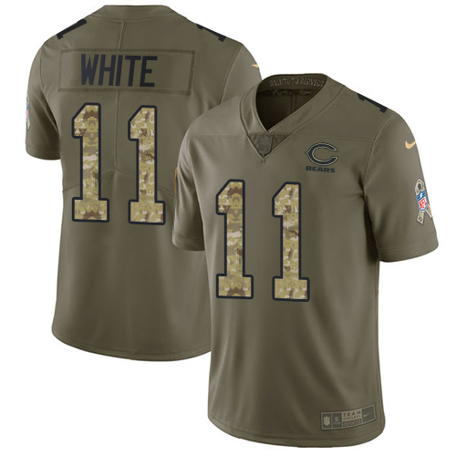 Nike Bears #11 Kevin White Olive Camo Men's Stitched NFL Limited 2017 Salute To Service Jersey