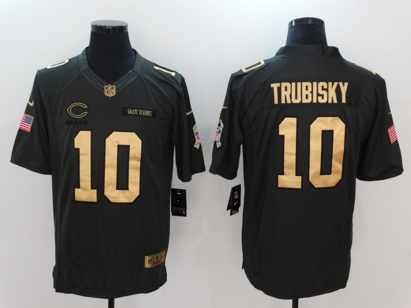 Nike Bears 10 Mitchell Trubisky Anthracite Gold Salute To Service Limited Jersey