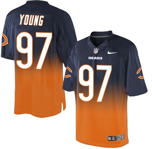 Nike Bears #97 Willie Young Navy Blue Orange Men's Stitched NFL Elite Fadeaway Fashion Jersey