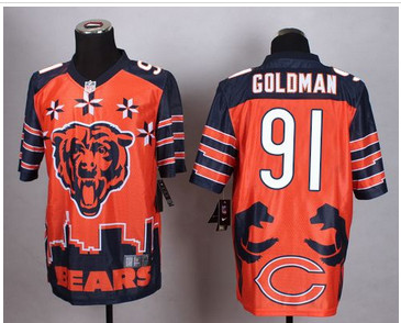 Nike Chicago Bears #91 Eddie Goldman Orange Men's Stitched NFL Elite Noble Fashion Jersey