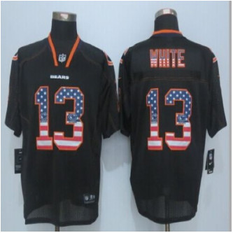 New Chicago Bears #13 Kevin White Black Men's Stitched NFL Elite USA Flag Fashion Jersey