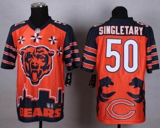 Nike Chicago Bears #50 Mike Singletary Orange NFL Elite Noble Fashion Jersey