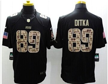 NEW Jersey Limited Jersey Chicago Bears #89 Mike Ditka Black Salute To Service Jersey