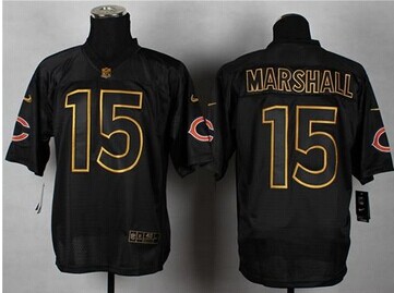 NEW Chicago Bears #15 Brandon Marshall Black Gold No. Fashion NFL Elite Jersey