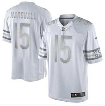 New Chicago Bears #15 Brandon Marshall White Platinum Jersey