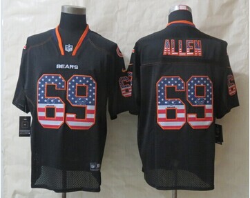 2014 New Chicago Bears 69 Allen USA Flag Fashion Black Elite Jerseys