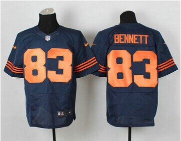 Chicago Bears #83 Martellus Bennett Navy Blue 1940s Throwback NFL Elite Jersey