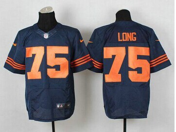 Chicago Bears #75 Kyle Long Navy Blue 1940s Throwback NFL Elite Jersey