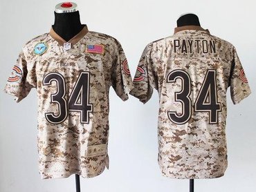 NEW Chicago Bears #34 Walter Payton Camo NFL Elite USMC Jersey(USA)