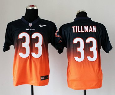 NEW Chicago Bears 33 Charles Tillman Black Orange Drift Fashion II Elite NFL Jerseys