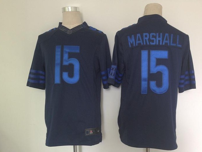 NEW Chicago Bears 15 Brandon Marshall Drenched Limited Jerseys(Navy Blue)