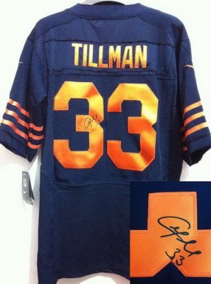 NEW NFL Chicago Bears 33 Charles Tillman Orange Number Jerseys(Signed Elite)