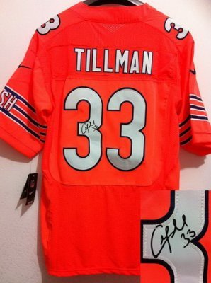 NEW NFL Chicago Bears 33 Charles Tillman Orange Jerseys(Signed Elite)