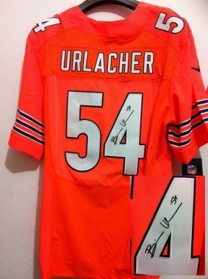 NEW NFL Chicago Bears 54 Brian Urlacher Orange Jerseys(Signed Elite)