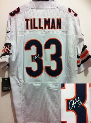 NEW NFL Chicago Bears 33 Charles Tillman White Jerseys(Signed Elite)