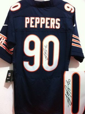 NEW NFL Chicago Bears 90 Julius Peppers Blue Jerseys(Signed Elite)