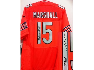 NEW NFL Chicago Bears #15 Brandon Marshall Orange Jerseys(Signed Elite)