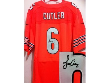 NEW NFL Chicago Bears #6 Jay Cutler Orange Jerseys(Signed Elite)