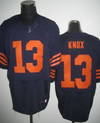 NEW NFL Chicago Bears #13 Johnny Knox Dark Blue Orange Number Jerseys(Elite)