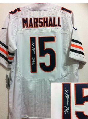 NEW NFL Chicago Bears 15 Brandon Marshall White Signed Jerseys-Elite