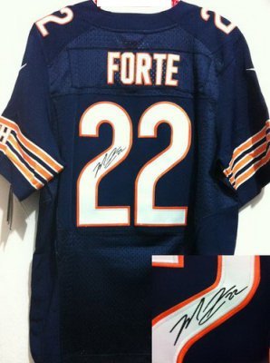 NEW NFL Chicago Bears 22 Matt Forte Blue Signed Jerseys-Elite