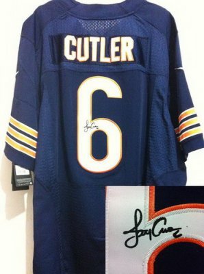 NEW NFL Chicago Bears 6 Jay Cutler Blue Signed Jerseys-Elite