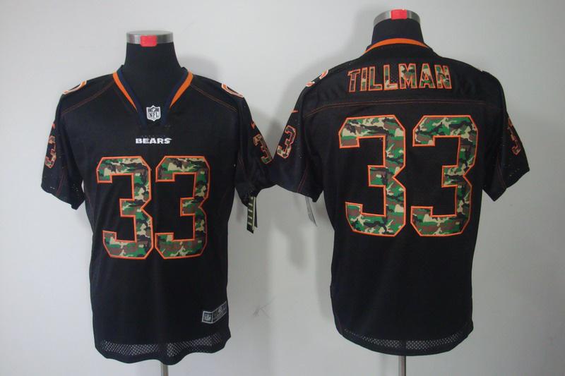 NEW Chicago Bears 33 Charles Tillman Lights Out Black Elite Jerseys(Camo Number)