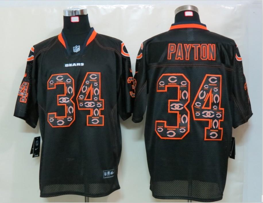 2012 NEW NFL Chicago Bears 34 Walter Payton Lights Out Black Elite Jerseys