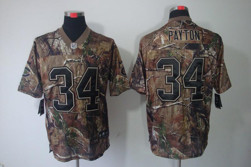 NEW Chicago Bears 34 Walter Payton Camo Realtree NFL Jerseys(Elite)