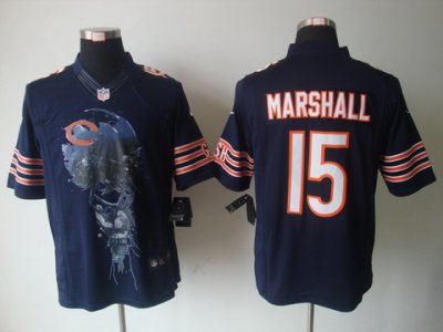 2012 NEW NFL Chicago Bears 15 Brandon Marshall Blue Jerseys (Helmet Tri-Blend Limited)