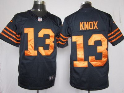 2012 NEW NFL Chicago Bears #13 Johnny Knox Dark Blue Yellow Number Jerseys(Limited)