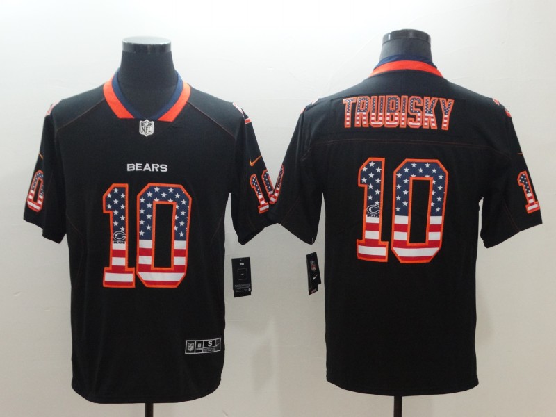 Nike Bears 10 Mitchell Trubisky Black USA Flag Fashion Limited Jersey