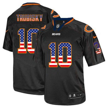 Nike Bears 10 Mitchell Trubisky Black USA Flag Fashion Elite Jersey