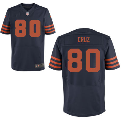 Men's Chicago Bears #80 Victor cruz Nike Navy Blue Orange Number Elite Jersey