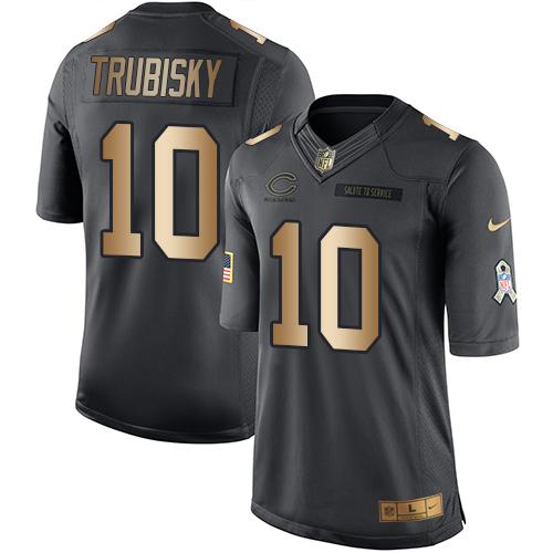 Nike Bears #10 Mitchell Trubisky Black Men's Stitched NFL Limited Gold Salute To Service Jersey