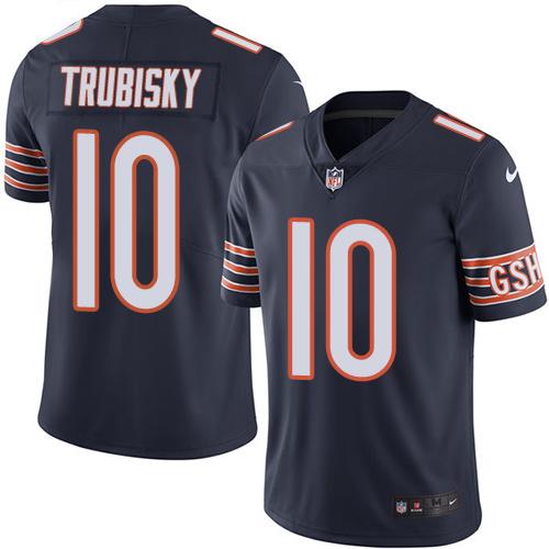 Nike Bears #10 Mitchell Trubisky Navy Blue Men's Stitched NFL Limited Rush Jersey