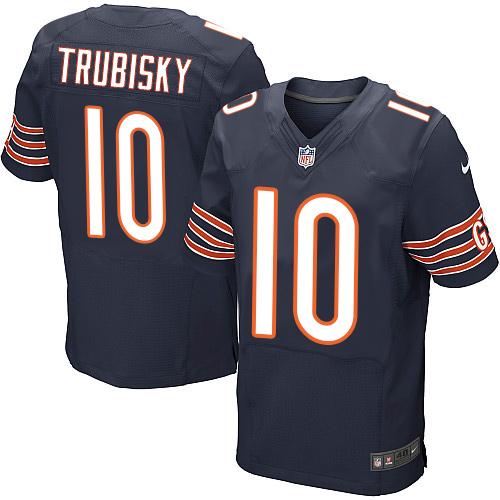 Nike Bears #10 Mitchell Trubisky Navy Blue Team Color Men's Stitched NFL Elite Jersey