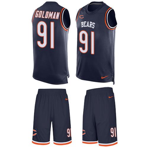 Nike Bears #91 Eddie Goldman Navy Blue Team Color Men's Stitched NFL Limited Tank Top Suit Jersey