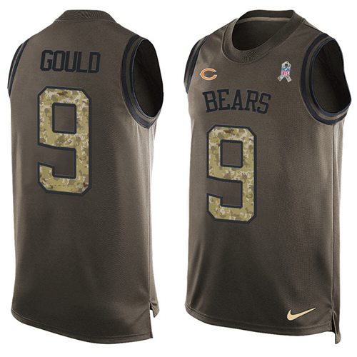 Nike Bears #9 Robbie Gould Green Men's Stitched NFL Limited Salute To Service Tank Top Jersey