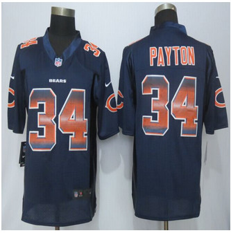 2015 New Chicago Bears #34 Walter Payton Pro Line Navy Blue Fashion Strobe Jersey