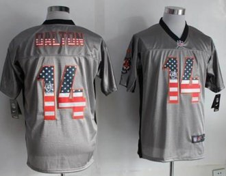 Nike Cincinnati Bengals #14 Andy Dalton Grey NFL Elite USA Flag Fashion Jersey